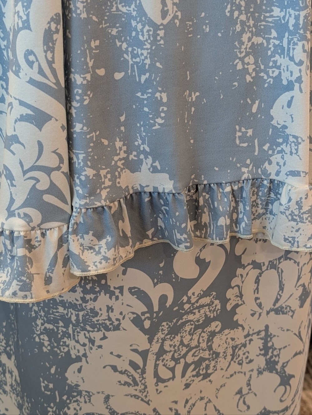 Light Blue and Ivory Print Two-Piece Dress Set - Picture 3 of 4